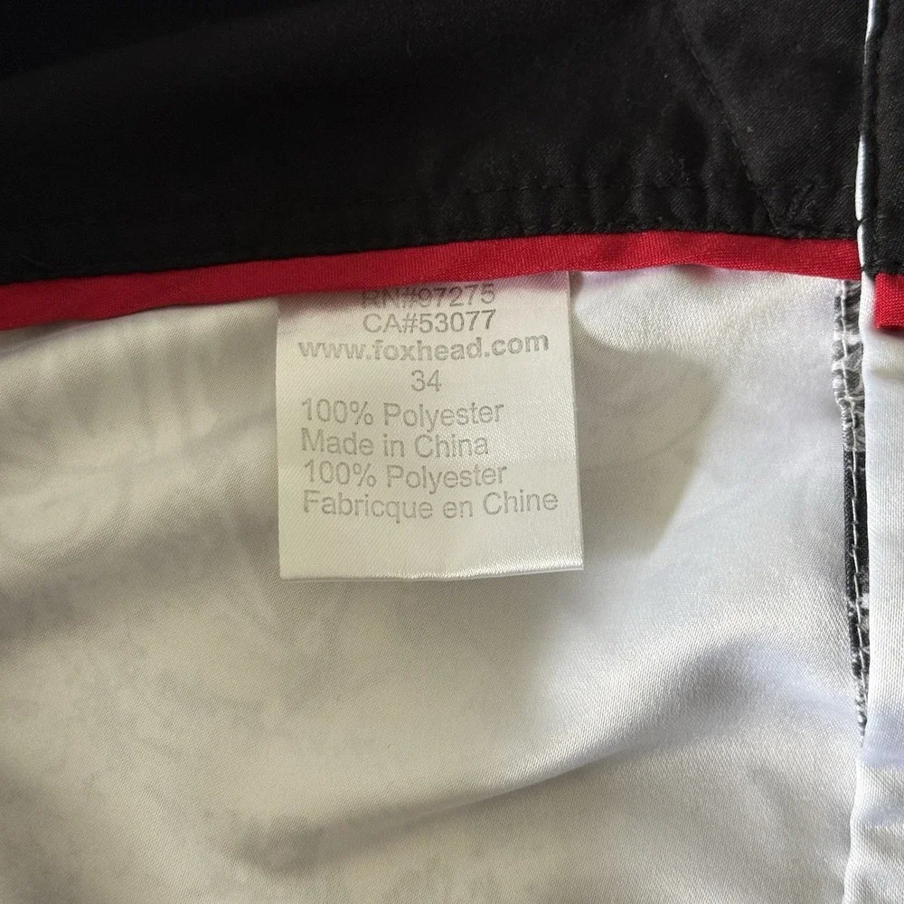 Y2K Fox Riders Co Mens Board Shorts Black White Skater Surfer Beach Size 34